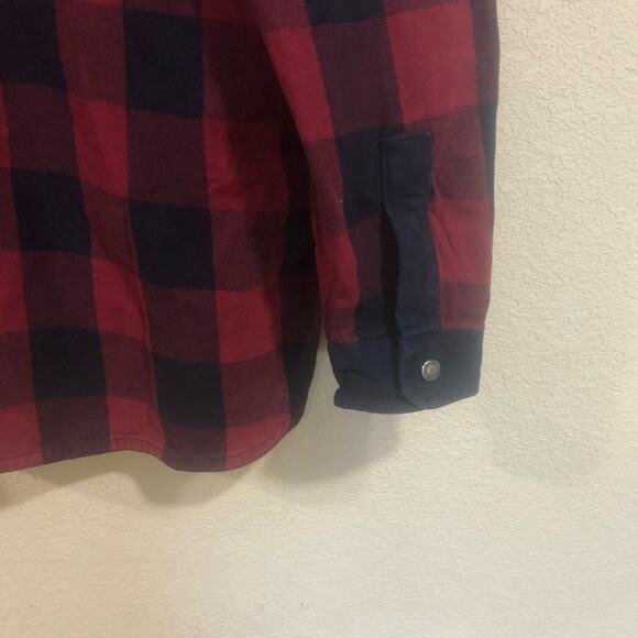 Zara relaxed red blue plaid flannel fit button up shirt - Picture 4 of 6